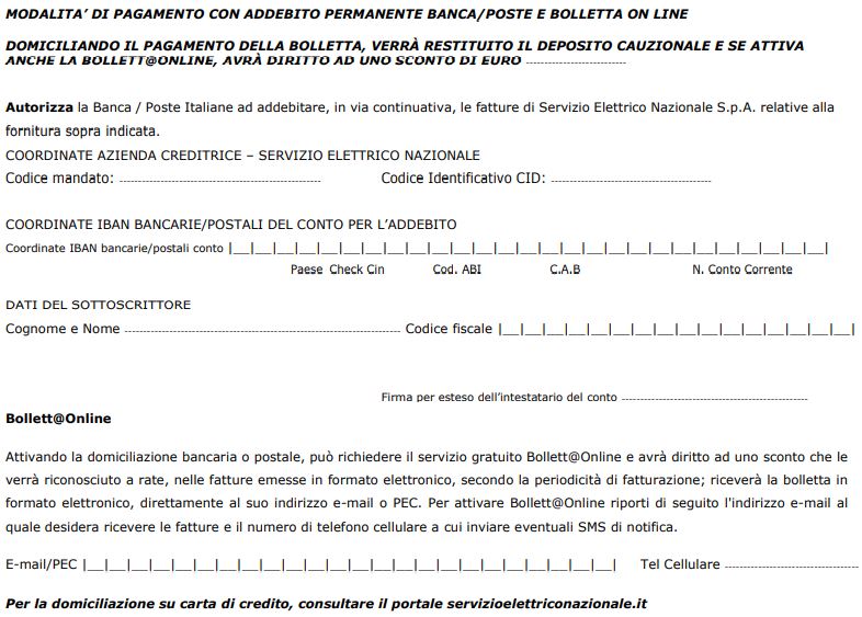 Si riferisce alle modalita' di pagamento, possibili tramite domiciliazione bancaria o postale. Invito ad aderire alla sottoscrizione della bolletta online